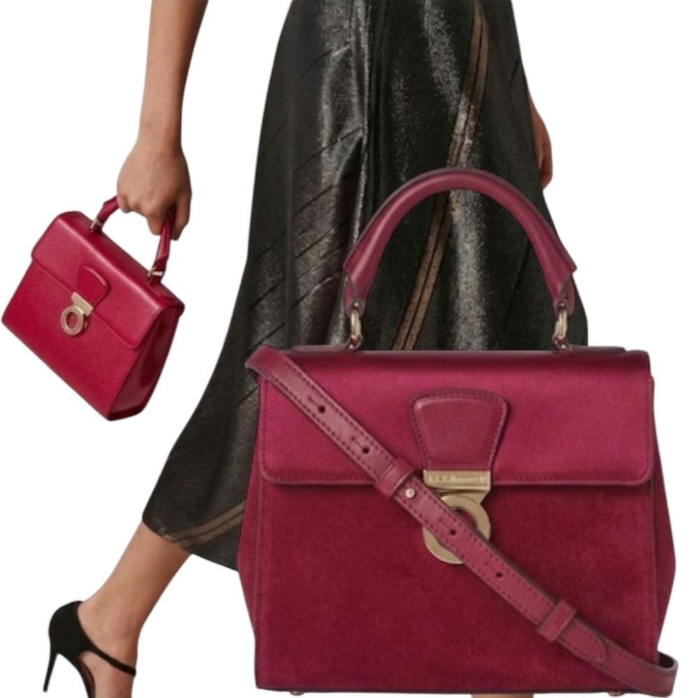 L K Bennett London  unique Red Berry Silk Blend Fabric Handbag